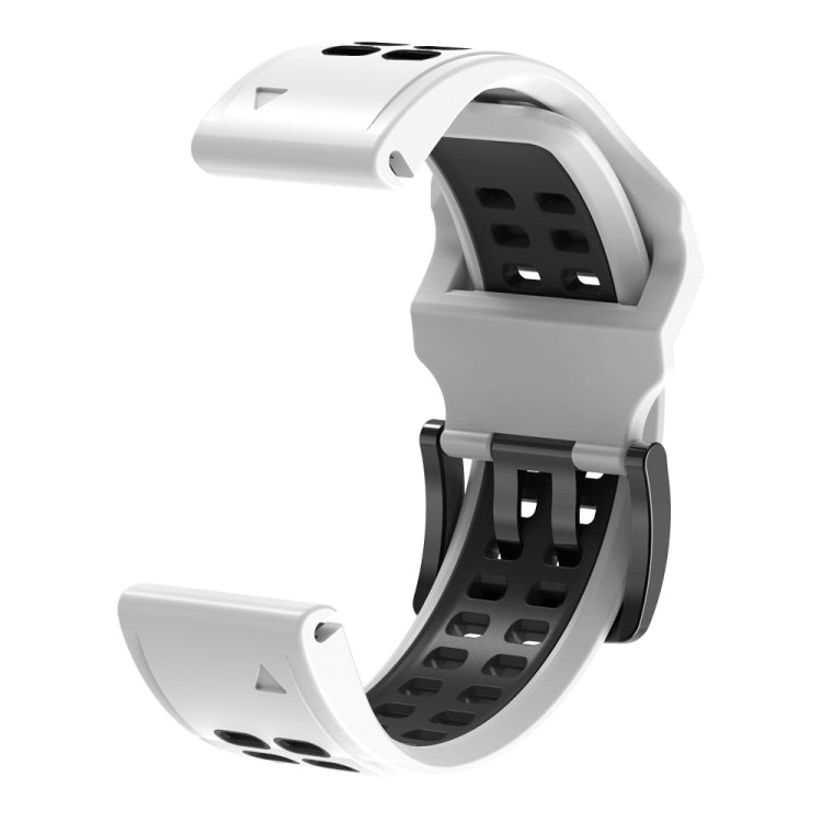 For Garmin Fenix 7 26mm Dual Row Holes Two-color Silicone Watch Band(White Black) - Watch Bands by buy2fix | Online Shopping UK | buy2fix