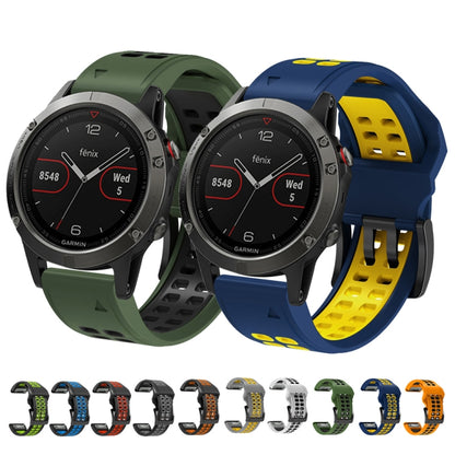 For Garmin Fenix 7 26mm Dual Row Holes Two-color Silicone Watch Band(White Black) - Watch Bands by buy2fix | Online Shopping UK | buy2fix