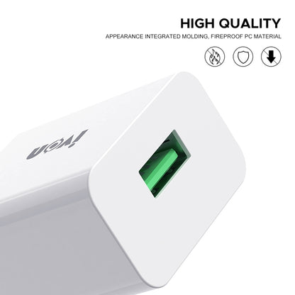 IVON AD-35 2 in 1 18W QC3.0 USB Port Travel Charger + 1m USB to 8 Pin Data Cable Set, EU Plug(White) - USB Charger by IVON | Online Shopping UK | buy2fix