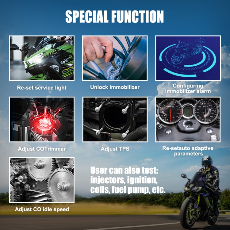 JDiag M100 PRO Intelligent Motorcycle Electronic Fuel Injection System Diagnostic Instrument, Fully Equipped Version(Black) - Electrical Instruments by buy2fix | Online Shopping UK | buy2fix