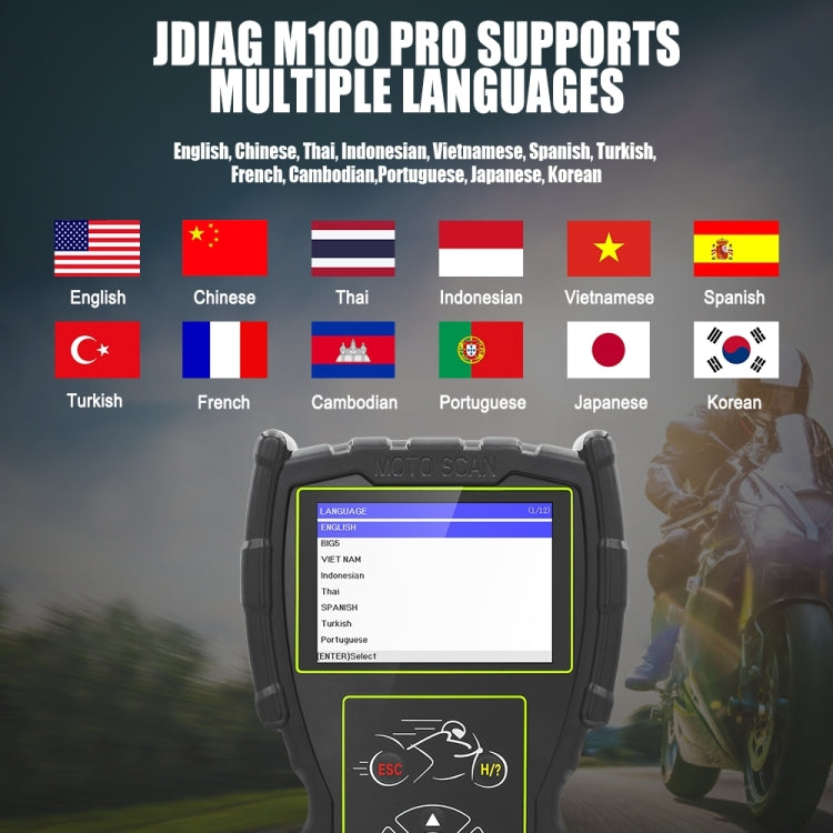 JDiag M100 PRO Intelligent Motorcycle Electronic Fuel Injection System Diagnostic Instrument, Fully Equipped Version(Black) - Electrical Instruments by buy2fix | Online Shopping UK | buy2fix