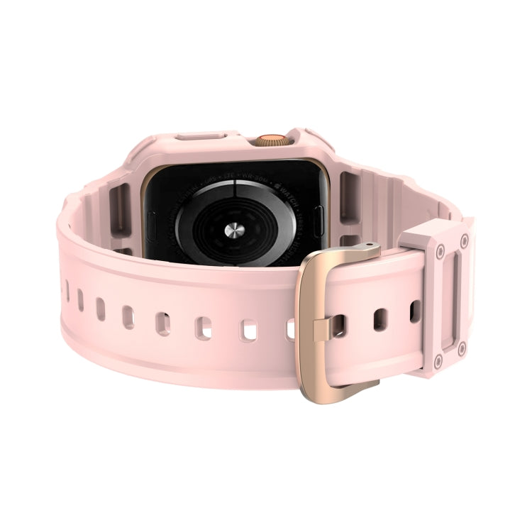 Three-proof Solid Color Integrated Watch Band For Apple Watch Series 9&8&7 41mm / SE 3&SE 2&6&SE&5&4 40mm / 3&2&1 38mm(Pink) by buy2fix
