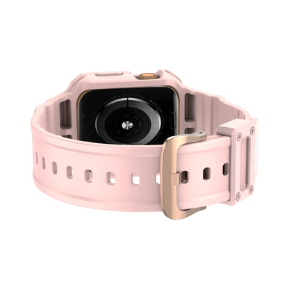 Three-proof Solid Color Integrated Watch Band For Apple Watch Series 9&8&7 41mm / SE 3&SE 2&6&SE&5&4 40mm / 3&2&1 38mm(Pink) by buy2fix
