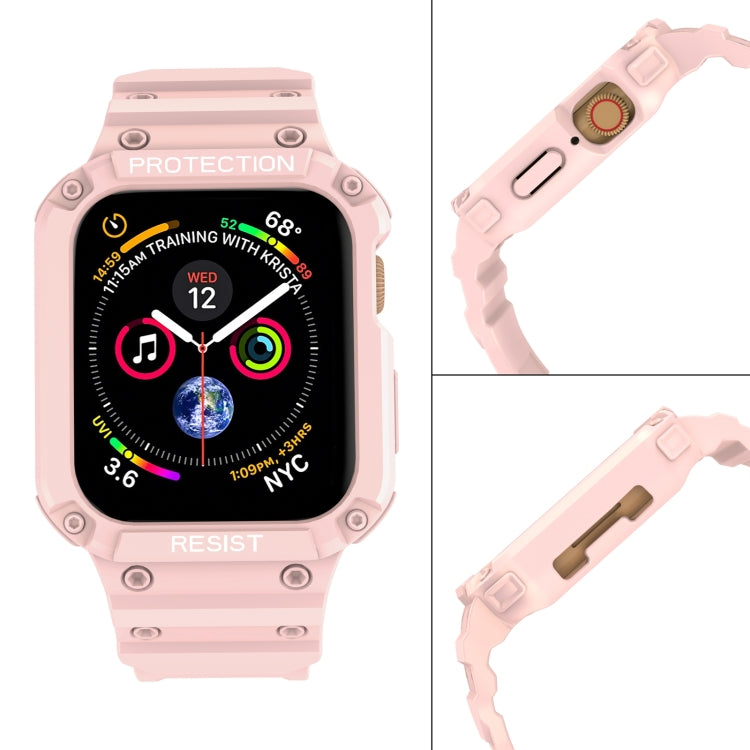 Three-proof Solid Color Integrated Watch Band For Apple Watch Series 9&8&7 41mm / SE 3&SE 2&6&SE&5&4 40mm / 3&2&1 38mm(Pink) by buy2fix