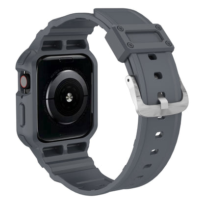 Three-proof Solid Color Integrated Watch Band For Apple Watch Series 8&7 45mm / SE 2&6&SE&5&4 44mm / 3&2&1 42mm(Blue Grey) by buy2fix