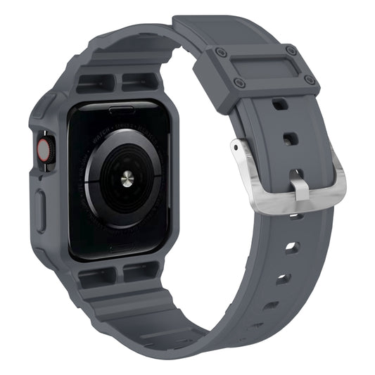 Three-proof Solid Color Integrated Watch Band For Apple Watch Series 8&7 45mm / SE 2&6&SE&5&4 44mm / 3&2&1 42mm(Blue Grey) by buy2fix