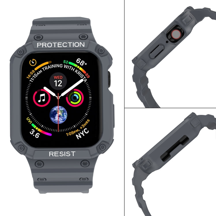 Three-proof Solid Color Integrated Watch Band For Apple Watch Series 8&7 45mm / SE 2&6&SE&5&4 44mm / 3&2&1 42mm(Blue Grey) by buy2fix