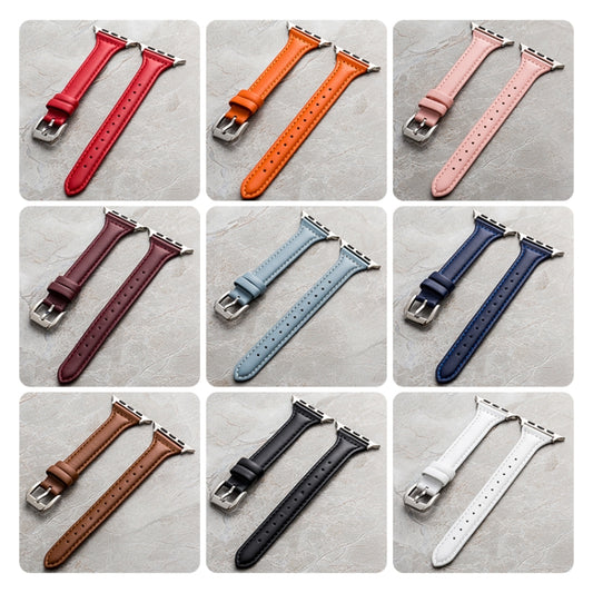 Genuine Leather Watch Band For Apple Watch Ultra 49mm&Watch Ultra 2 49mm / Series 9&8&7 45mm / SE 3&SE 2&6&SE&5&4 44mm / 3&2&1 42mm(Black) by buy2fix