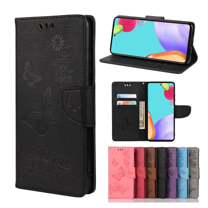 For Samsung Galaxy A23 5G Butterfly Embossed Horizontal Flip Leather Phone Case with Card Slot & Holder(Black) by buy2fix