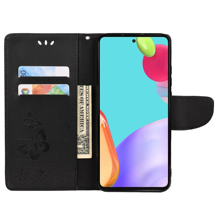 For Samsung Galaxy A23 5G Butterfly Embossed Horizontal Flip Leather Phone Case with Card Slot & Holder(Black) by buy2fix