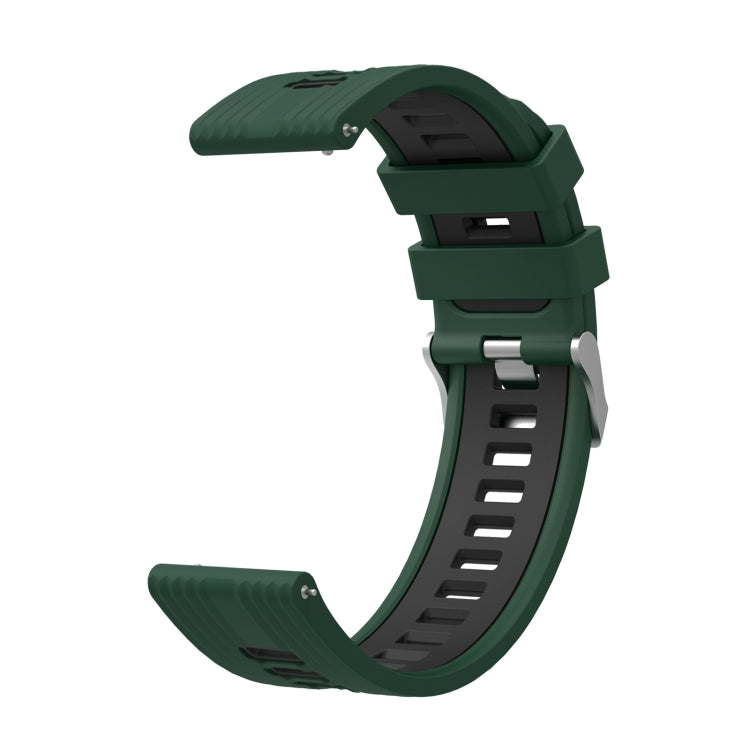 For Huawei Watch GT 3 42mm Two-color Silicone Watch Band(Dark Green Black) by buy2fix