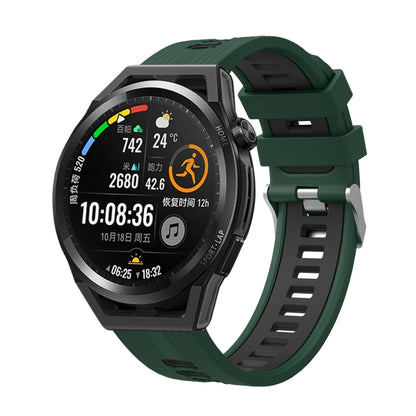 For Huawei Watch GT 3 42mm Two-color Silicone Watch Band(Dark Green Black) by buy2fix