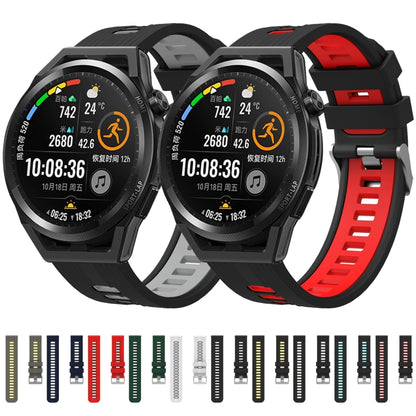 For Huawei Watch GT 3 42mm Two-color Silicone Watch Band(Dark Green Black) by buy2fix