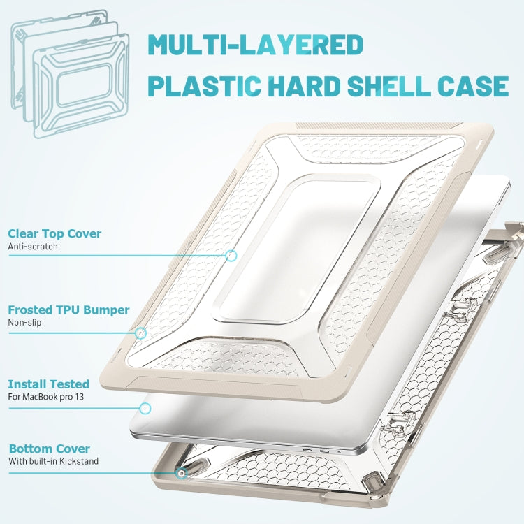 PC + TPU Honeycomb Laptop Protective Case For MacBook Pro 13.3 inch A2338 / A2289 / A2251 (2020)(Elegant Apricot) by buy2fix