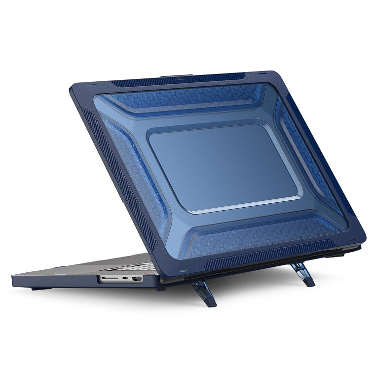 PC + TPU Honeycomb Laptop Protective Case For MacBook Pro 16.2 inch A2485 2021(Sapphire Blue) by buy2fix