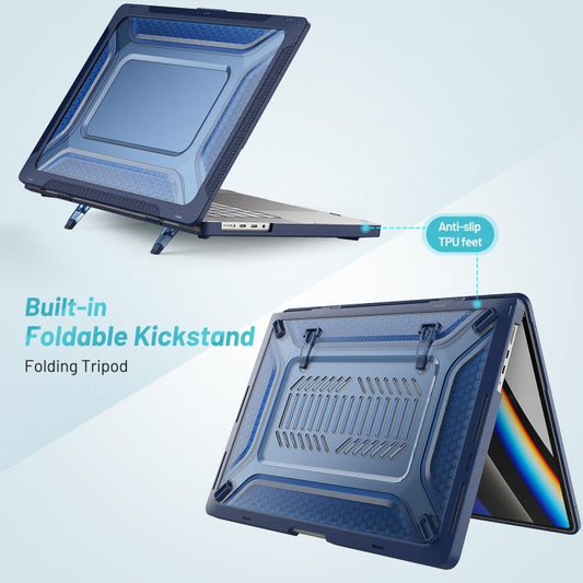 PC + TPU Honeycomb Laptop Protective Case For MacBook Pro 16.2 inch A2485 2021(Sapphire Blue) by buy2fix