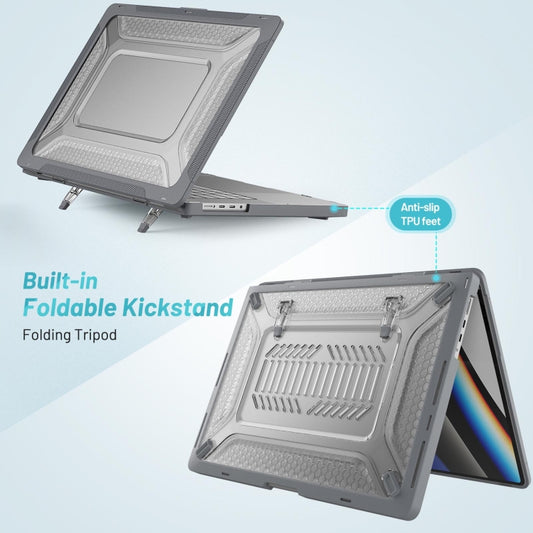 PC + TPU Honeycomb Laptop Protective Case For MacBook Pro 16.2 inch A2485 2021(Star Gray) by buy2fix