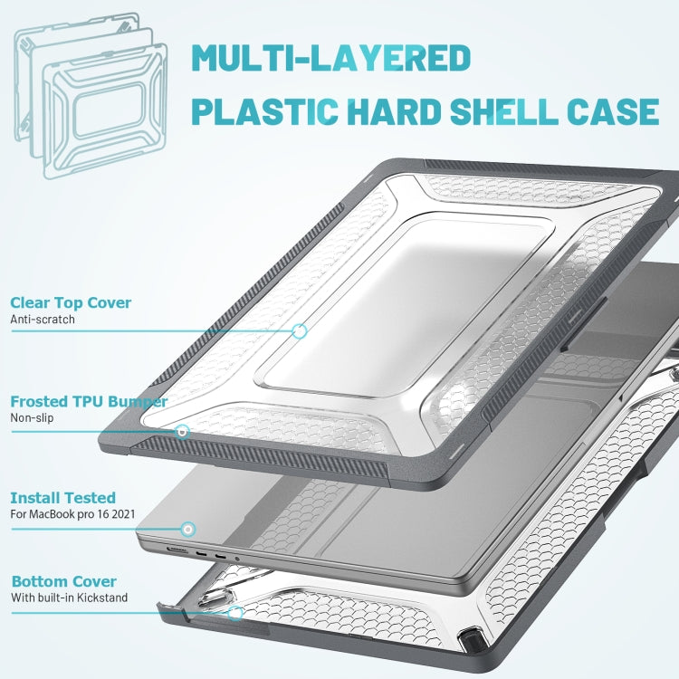 PC + TPU Honeycomb Laptop Protective Case For MacBook Pro 16.2 inch A2485 2021(Star Gray) by buy2fix