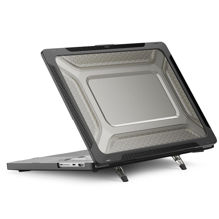 PC + TPU Honeycomb Laptop Protective Case For MacBook Pro 16.2 inch A2485 2021(Cool Black) by buy2fix