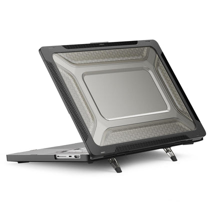 PC + TPU Honeycomb Laptop Protective Case For MacBook Pro 16.2 inch A2485 2021(Cool Black) by buy2fix