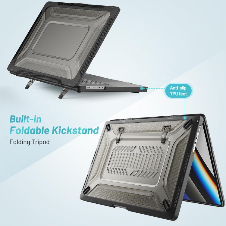 PC + TPU Honeycomb Laptop Protective Case For MacBook Pro 16.2 inch A2485 2021(Cool Black) by buy2fix