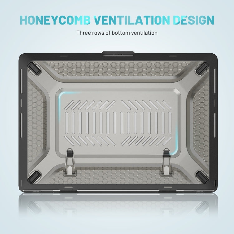 PC + TPU Honeycomb Laptop Protective Case For MacBook Pro 16.2 inch A2485 2021(Cool Black) by buy2fix