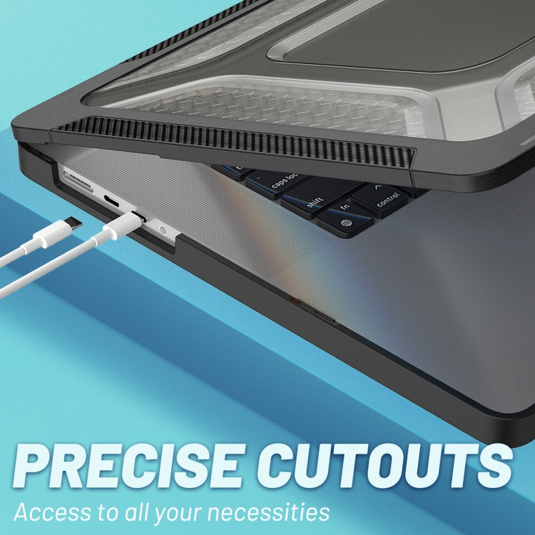 PC + TPU Honeycomb Laptop Protective Case For MacBook Pro 16.2 inch A2485 2021(Cool Black) by buy2fix