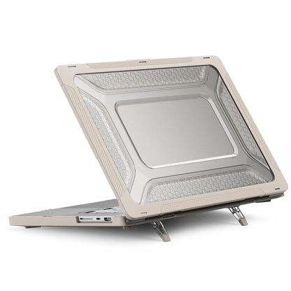 PC + TPU Honeycomb Laptop Protective Case For MacBook Pro 16.2 inch A2485 2021(Elegant Apricot) by buy2fix