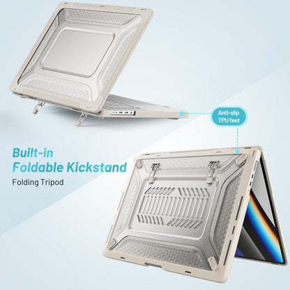 PC + TPU Honeycomb Laptop Protective Case For MacBook Pro 16.2 inch A2485 2021(Elegant Apricot) by buy2fix