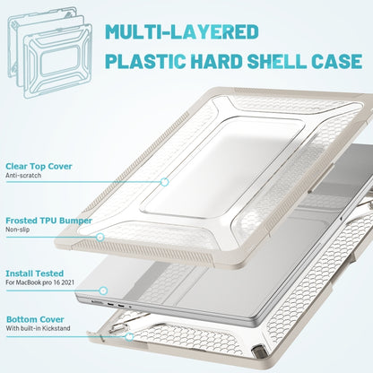 PC + TPU Honeycomb Laptop Protective Case For MacBook Pro 16.2 inch A2485 2021(Elegant Apricot) by buy2fix