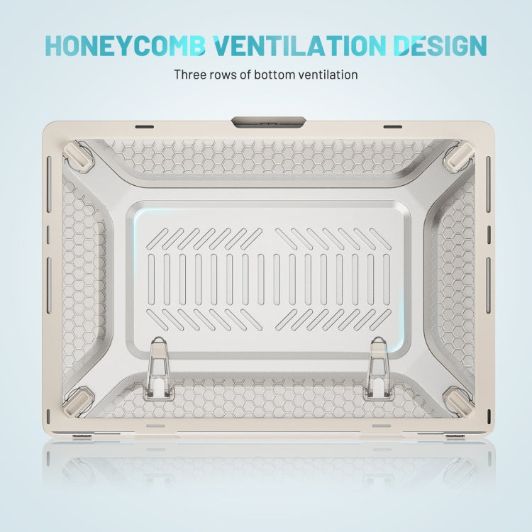 PC + TPU Honeycomb Laptop Protective Case For MacBook Pro 16.2 inch A2485 2021(Elegant Apricot) by buy2fix