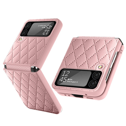 For Samsung Galaxy Z Flip3 5G Rhombus Hinge Phone Case(Pink) - Galaxy Phone Cases by buy2fix | Online Shopping UK | buy2fix