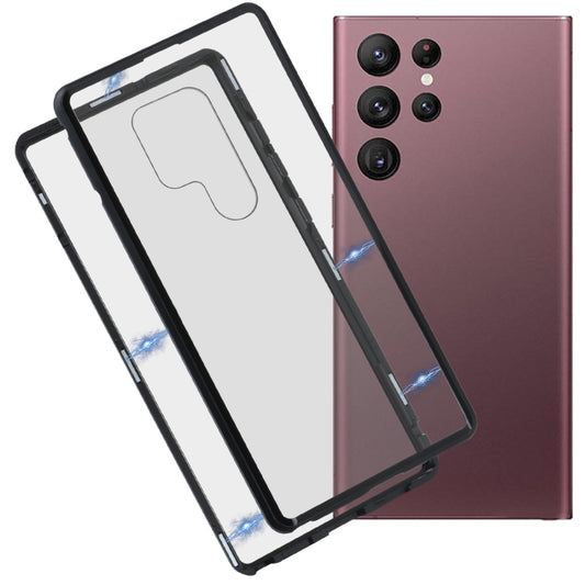 For Samsung Galaxy S22 Ultra 5G HD Magnetic Metal Tempered Glass Phone Case(Black) - Galaxy S22 Ultra 5G Cases by buy2fix | Online Shopping UK | buy2fix
