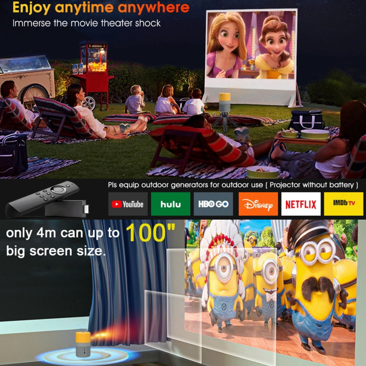 T400 100 inch Screen 3000 Lumens LED Mini Projector, Plug Type:US Plug(Grey Yellow) - Mini Projector by buy2fix | Online Shopping UK | buy2fix