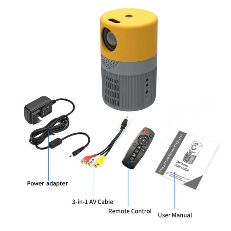 T400 100 inch Screen 3000 Lumens LED Mini Projector, Plug Type:AU Plug(Grey Yellow) - Mini Projector by buy2fix | Online Shopping UK | buy2fix