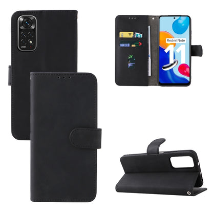 For Xiaomi Redmi Note 11 / Note 11S Global Skin Feel Magnetic Buckle Leather Phone Case(Black) by buy2fix