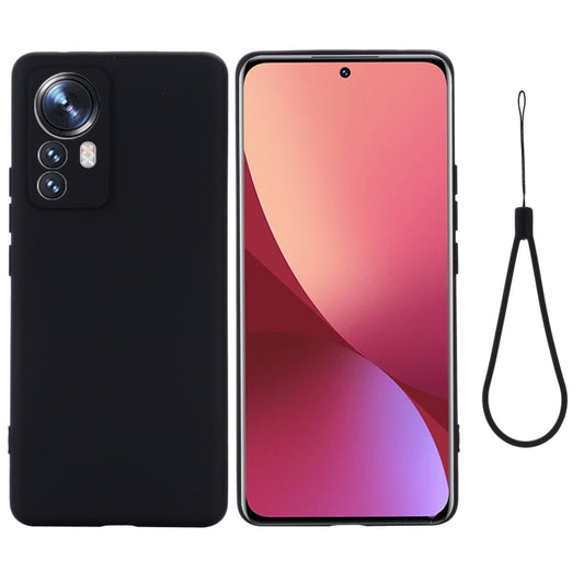 For Xiaomi 12 Pro Pure Color Liquid Silicone Phone Case(Black) - Xiaomi Cases by buy2fix | Online Shopping UK | buy2fix