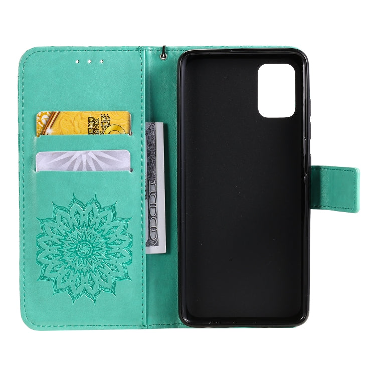 For Galaxy A51 Sun Print Horizontal Flip Protective Case with Holder & Card Slots & Wallet(Green) by buy2fix