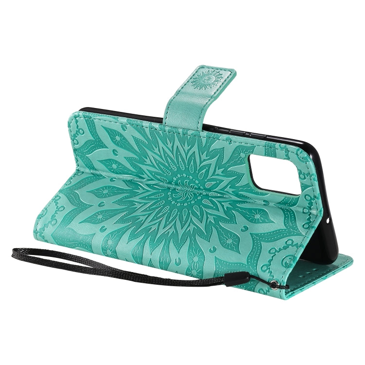 For Galaxy A51 Sun Print Horizontal Flip Protective Case with Holder & Card Slots & Wallet(Green) by buy2fix