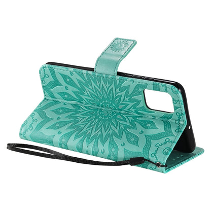 For Galaxy A51 Sun Print Horizontal Flip Protective Case with Holder & Card Slots & Wallet(Green) by buy2fix