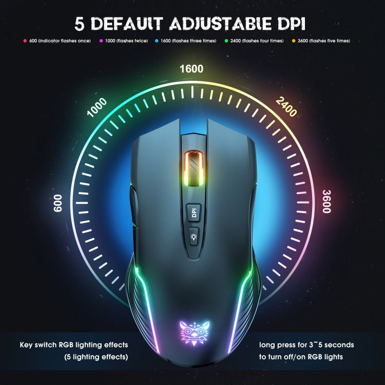 ONIKUMA CW905 2.4G RGB Lighting Wireless Mouse(Black) - Wireless Mice by ONIKUMA | Online Shopping UK | buy2fix