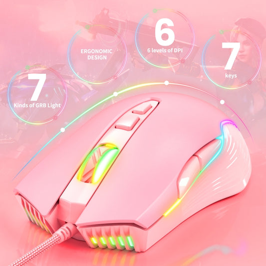 ONIKUMA CW905 RGB Lighting Wired Mouse(Pink) - Wired Mice by ONIKUMA | Online Shopping UK | buy2fix