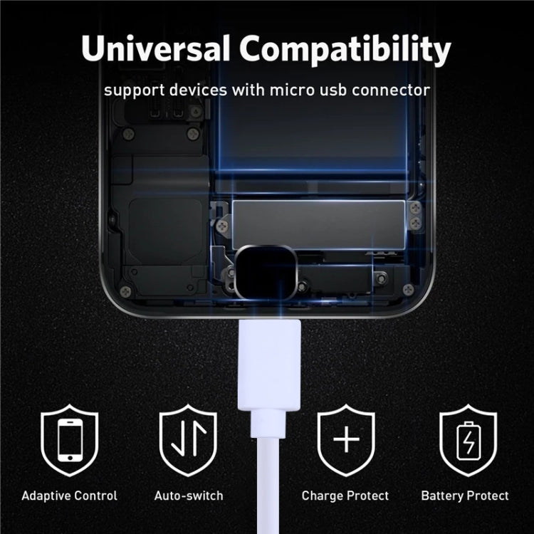 USB to Micro USB Copper Core Charging Cable, Cable Length:1m(White) by buy2fix