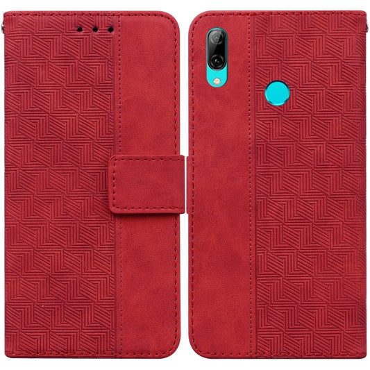 For Huawei P smart 2019/Honor 10 Lite Geometric Embossed Leather Phone Case(Red) - Huawei Cases by buy2fix | Online Shopping UK | buy2fix