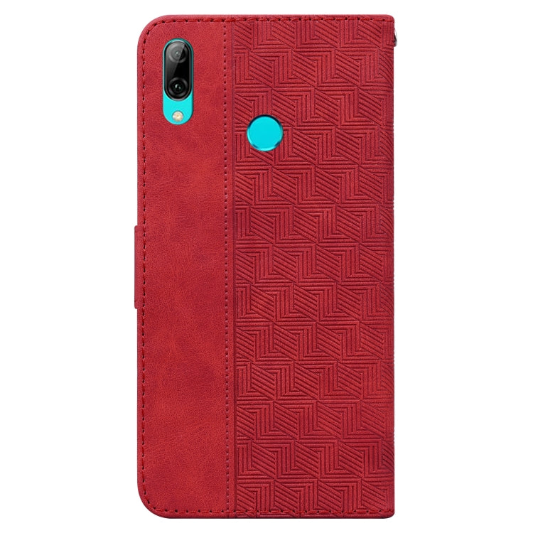 For Huawei P smart 2019/Honor 10 Lite Geometric Embossed Leather Phone Case(Red) - Huawei Cases by buy2fix | Online Shopping UK | buy2fix