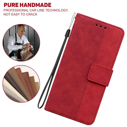 For Honor 20 / Huawei nova 5T Geometric Embossed Leather Phone Case(Red) by buy2fix
