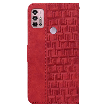 For Motorola Moto G30 / G20 / G10 / G10 Power Geometric Embossed Leather Phone Case(Red) - Motorola Cases by buy2fix | Online Shopping UK | buy2fix
