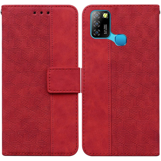 For Infinix Smart 5 X657 / Hot 10 Lite Geometric Embossed Leather Phone Case(Red) - Infinix Cases by buy2fix | Online Shopping UK | buy2fix