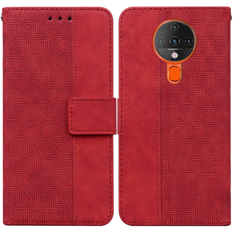 For Tecno Spark 6 Geometric Embossed Leather Phone Case(Red) by buy2fix