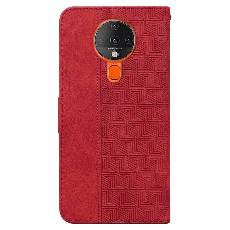 For Tecno Spark 6 Geometric Embossed Leather Phone Case(Red) by buy2fix